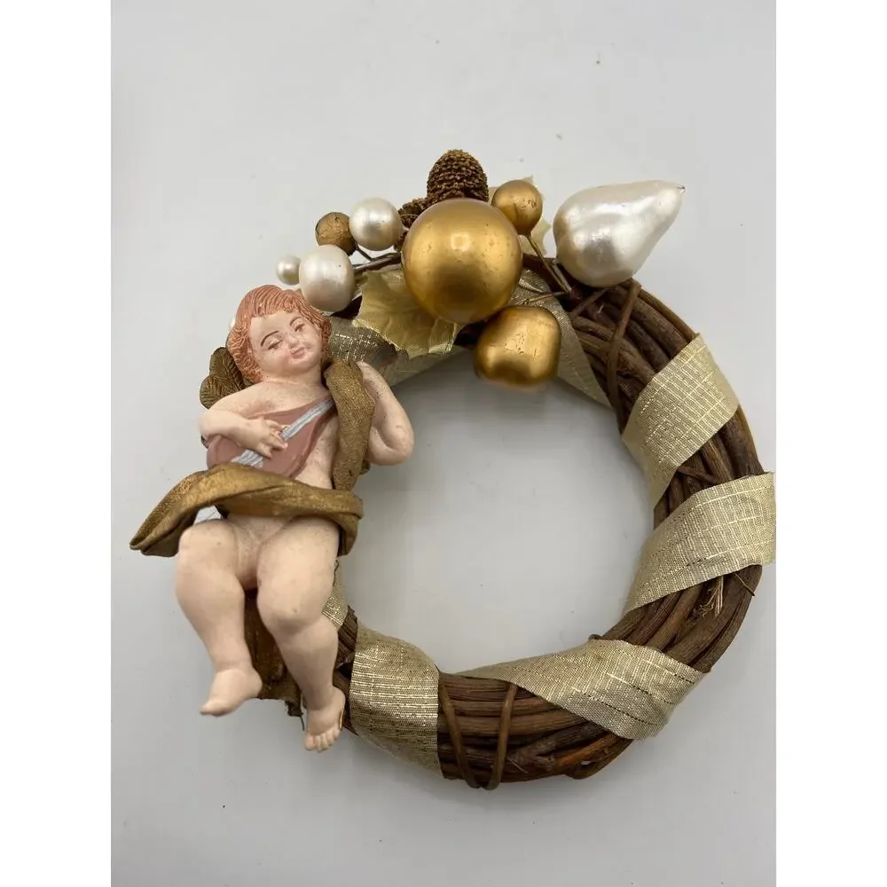 Set Of 3 Angel Wreaths 90s Vintage Pink Blue‎ Cherubs